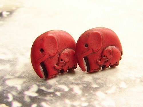 Last pair- Mommy and Baby Elephants - post earrings