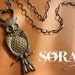 Bronze Owl Bottle Opener Necklace - owl necklace, bottle opener necklace, long owl necklace