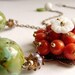 Tangerine Orange Statement Necklace, Statement jewelry, Beaded tangerine flower green turquoise - Floral jewelry