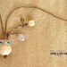 Tiny Owl Necklace - pink blue owl necklace, blue chalcedony gemstone pink owl necklace