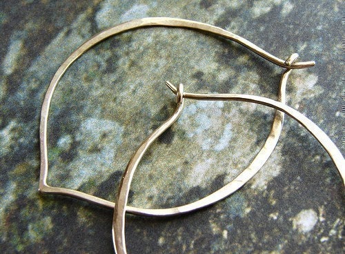 Lotus Hoop, Silver Hoop Earrings, hammered lotus petal hoops, simple everyday earrings