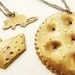 Ritz Cracker Necklace Mouse cheese Layered long chain cracker charm foodie necklace Mothers day