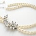Vintage Rhinestone Necklace, Vintage Brooch Double Strand Pearl Bridal Necklace, OOAK brooch statement necklace