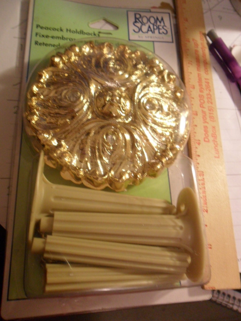 Peacock Goldtone Holdbacks - 2 sets