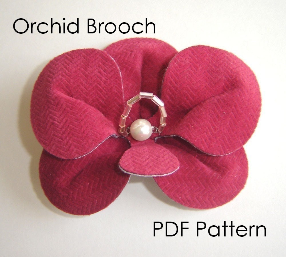 Brooch Sewing Pattern - PDF Pattern, Orchid Brooch, DIY Pattern, Craft Pattern, Instant Download