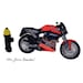 Beaded Motorcycle Fiber Art Replica w/ Fire Hydrant 'FREE PARKING SPOT'