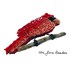 NORTHERN CARDINAL beaded holiday red bird art jewelry pin / pendant