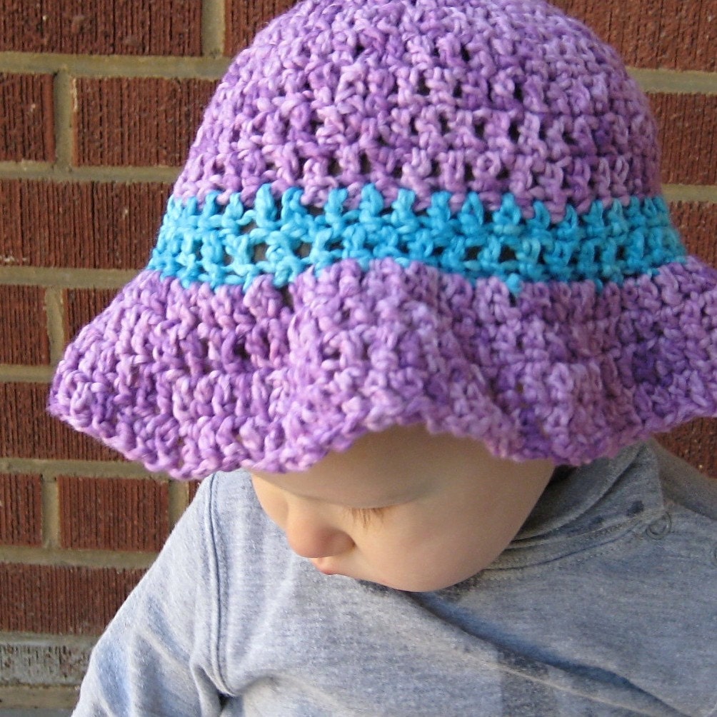 Crochet Pattern Baby Sun Hat Three Sizes by Huggermugger