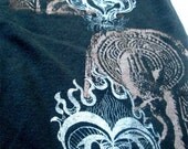 Hemp Mens Tshirt -  Psytrance Sacred Heart Celtic- hand printed - sacred geometry - Shamanic