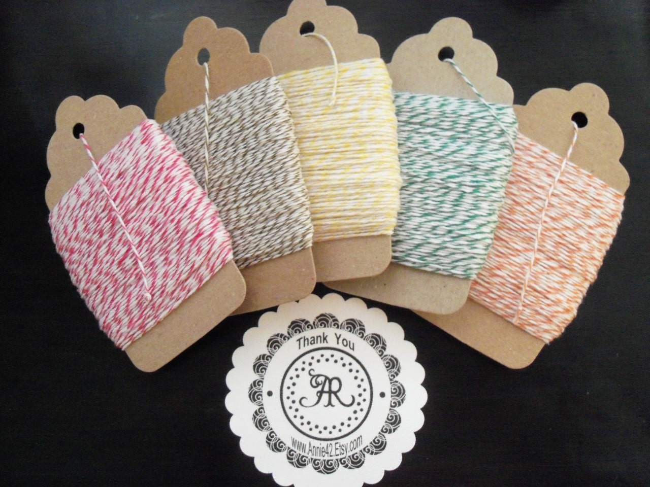 Bakers Twine 1 Dollar Sale - 25 Yards CHOOSE from on Chipboard Hanging Tag, Paris Pink, Kraft Brown, Yellow, Turquoise