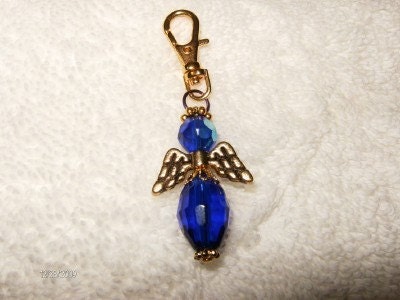 BLUE BABY An  Angel Purse Charm, Zipper Pull, Key ring Jewel, back pack,