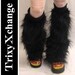 TRIXY XCHANGE - Fluffies Fur Leg Warmers Boot Covers Spats Leggings - Black Furry Animal Costume Playa Burner