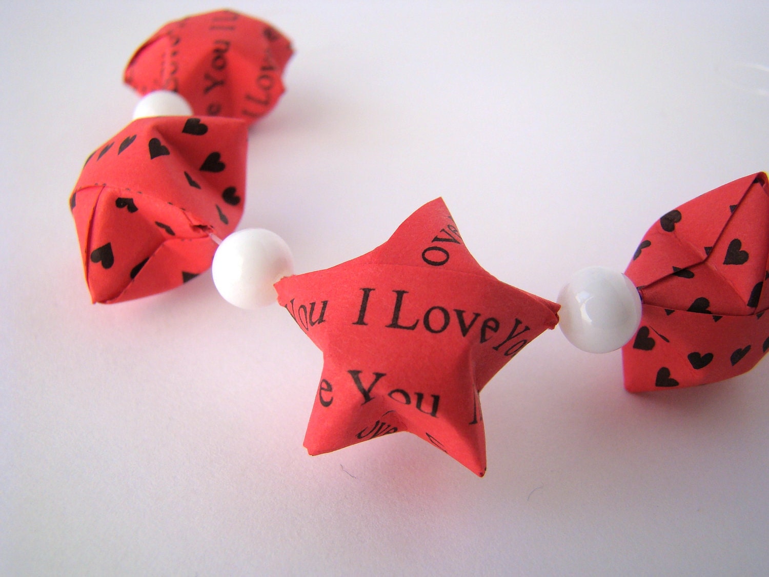Valentines Day or Wedding Garland - "I Love You" Lucky Stars