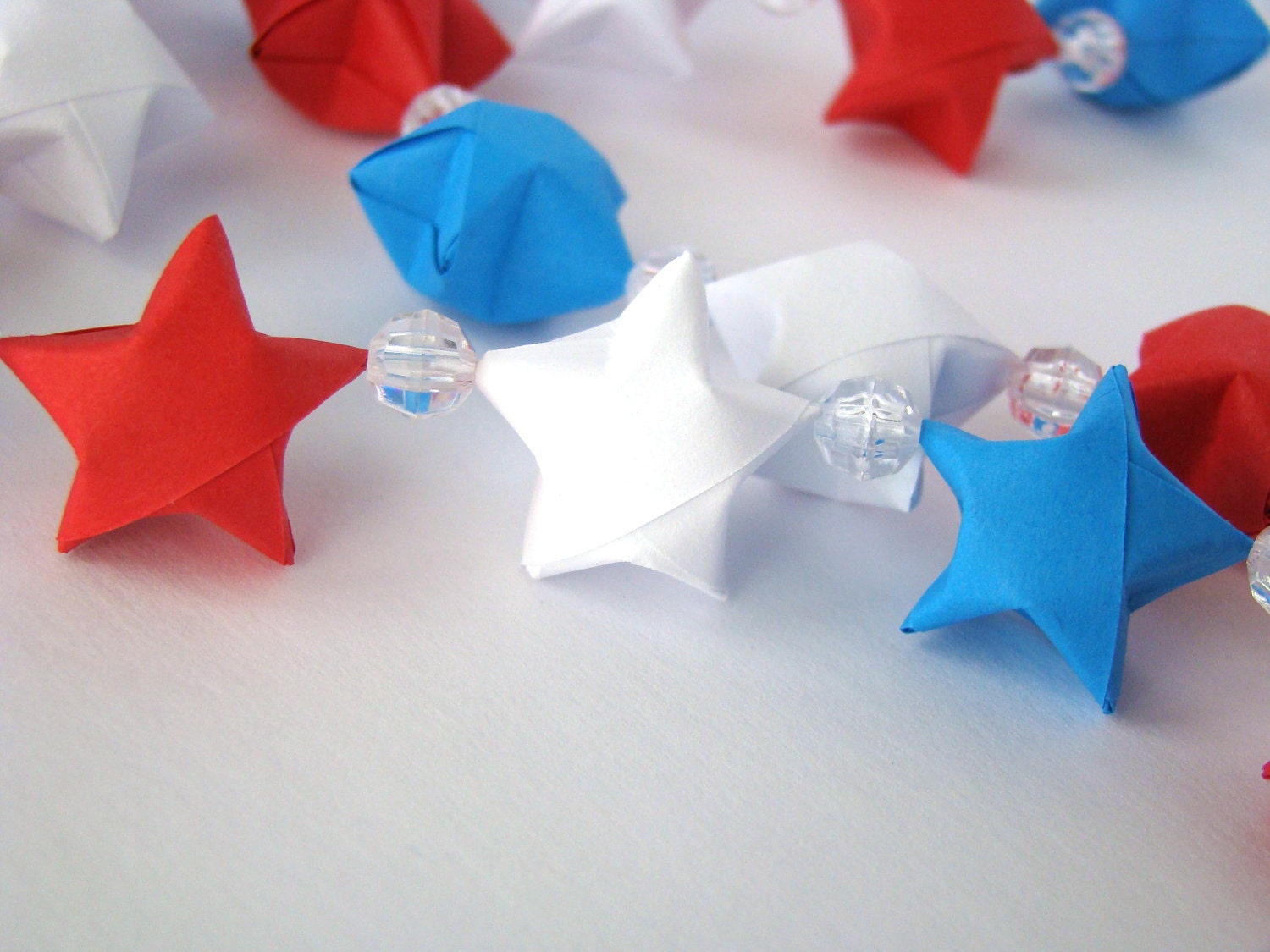 Patriotic Garland - Red, White, and Blue Lucky Stars