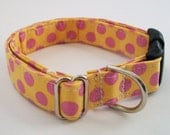 Yellow and Pink Polka Dotted Dog Collar