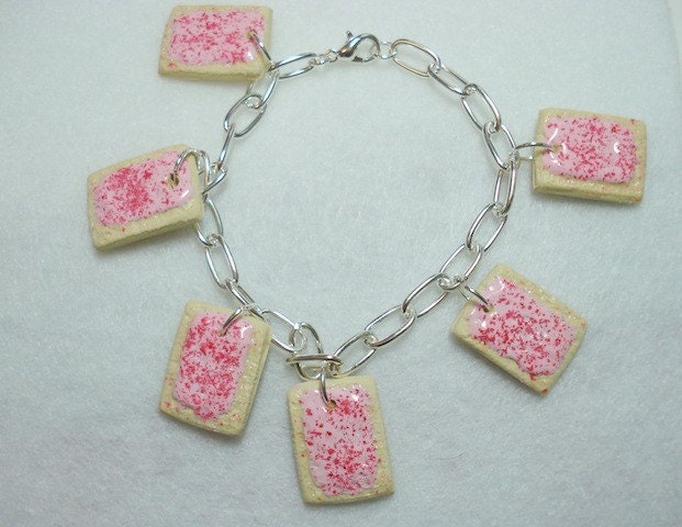 Cherry Toaster Pastry Charm Bracelet Miniature Food Jewelry