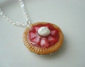 Strawberry Pie Necklace  Miniature Food Jewelry