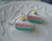 Birthday Cake Slice Earrings Miniature Food Jewelry