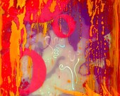 Contemporary Wall Art - Red Orange Purple - 8 x 10 Inch Modern Print by Nancy Tobin  - Look of Encaustic Painting