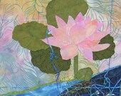 Lotus II Fiber Art Quilt Wall Hanging