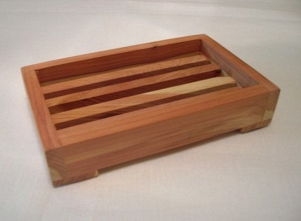 Slatted Spa Like Cedar Soap Tray