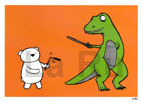 Polar Bear vs. TRex 5x7 Print