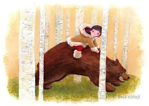The Girl and the Bear - ACEO limited edition print