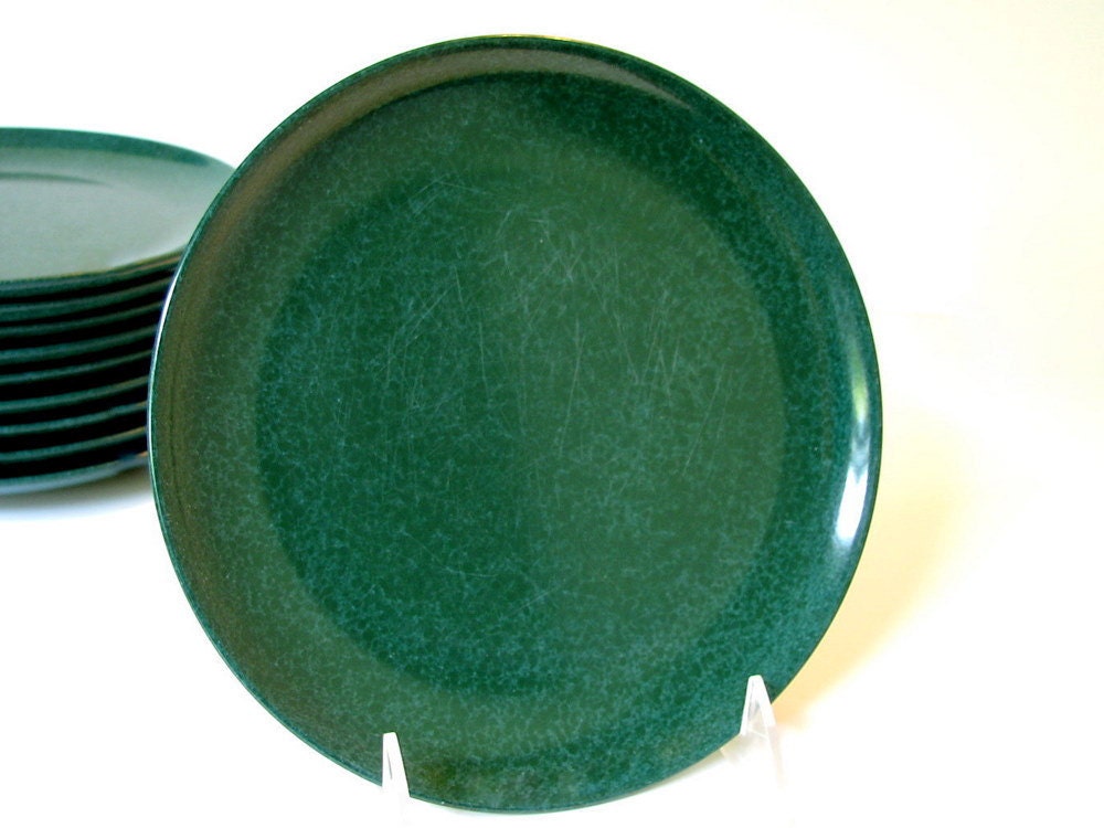 Melamine Salad Plates Retro Dishes Branchell Color Flyte Vintage 1950s Glade Green Set of 5