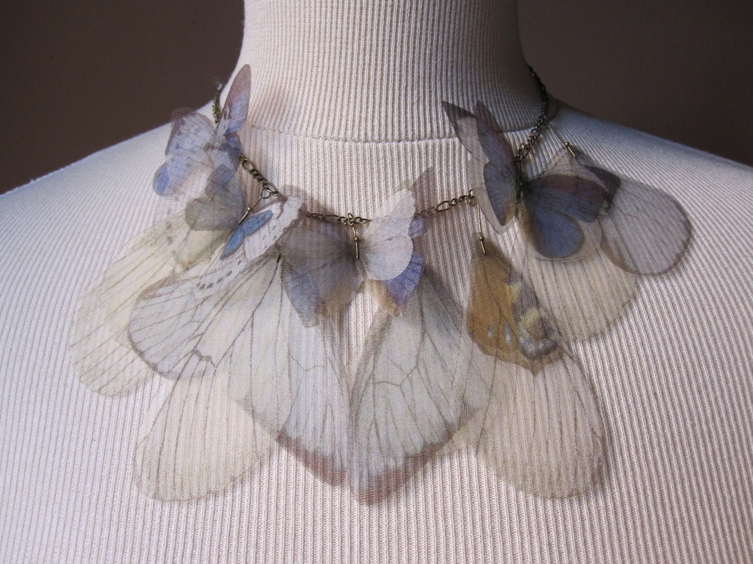 I Will Fly Away - Violet Vanessa (Inachis IO) Butterflies Necklace - Made to Order