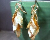 Handmade Earrings Golden Leaves Cluster