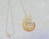 Necklace Metal Stamped Faith Hope Love Crystal AB