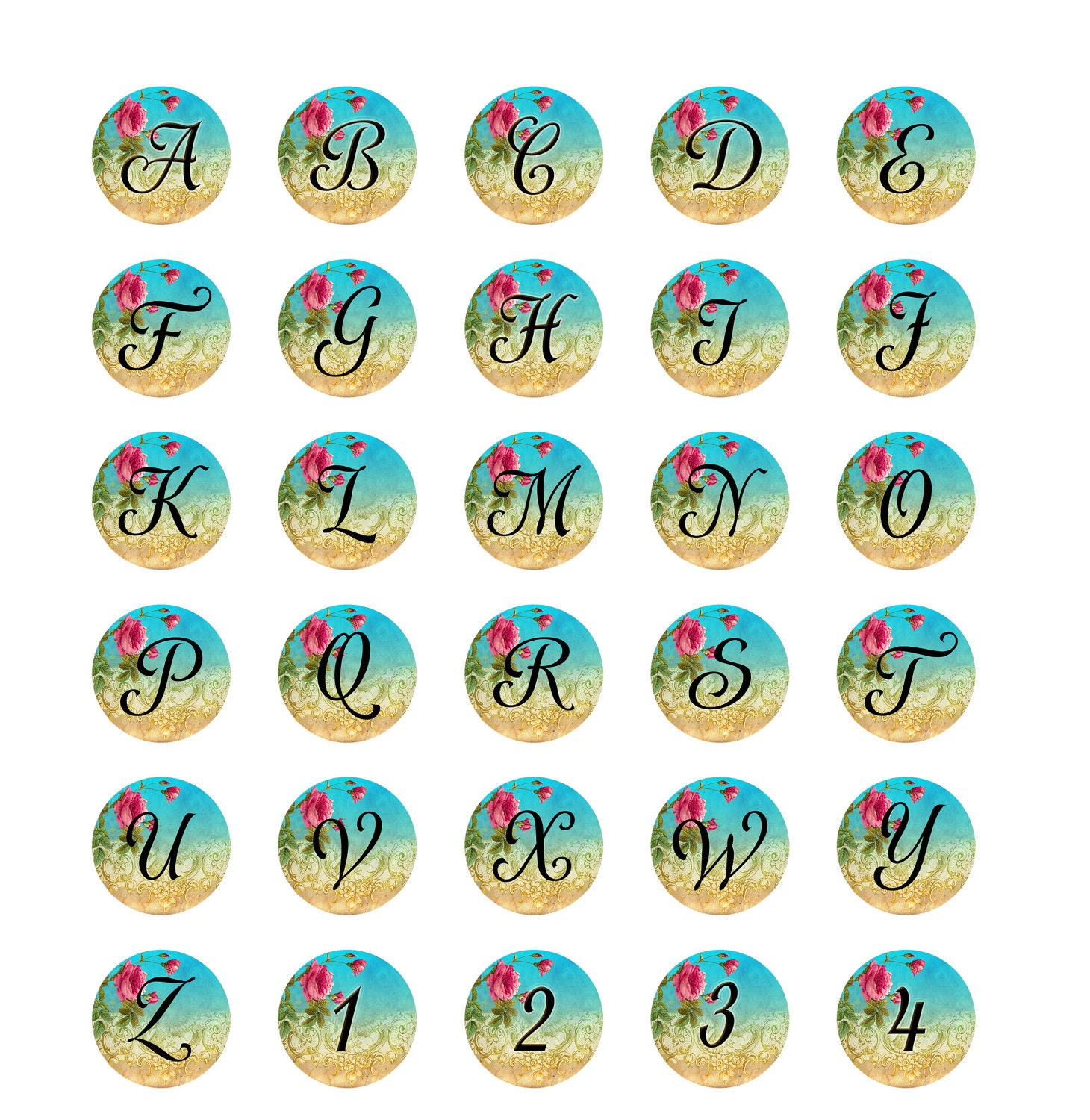 Romantic Flower Initial Magnet You Choose Initial