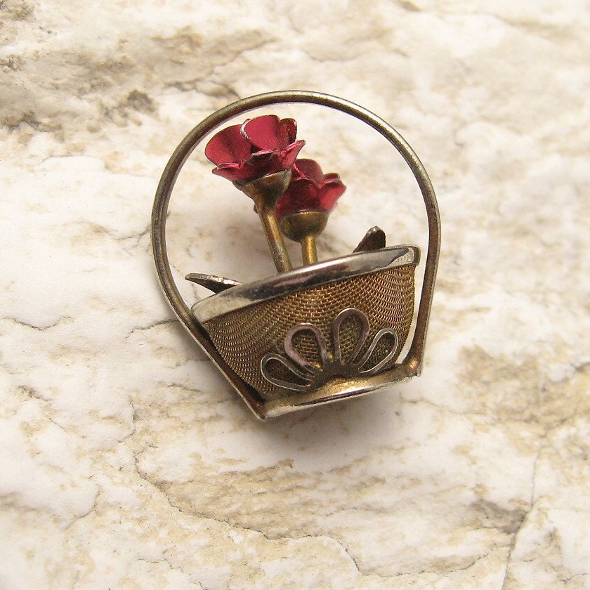 Rose Basket Charm Pendant C3821
