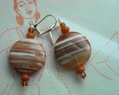 Soleil earrings - orange, red sarconyx, red aventurine, glass, white