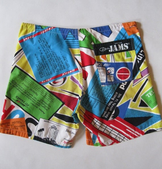 1980's Original Jams board shorts travel print by afterglowvintage