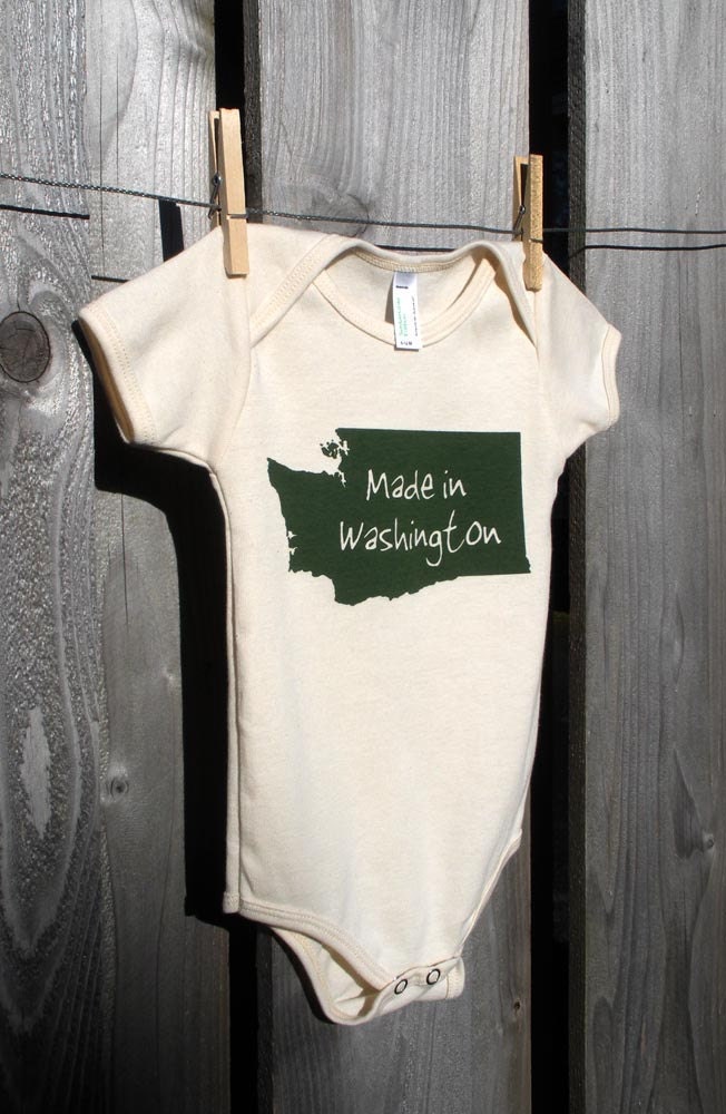 Made in Washington -- Screenprinted American Apparel Organic Onesie