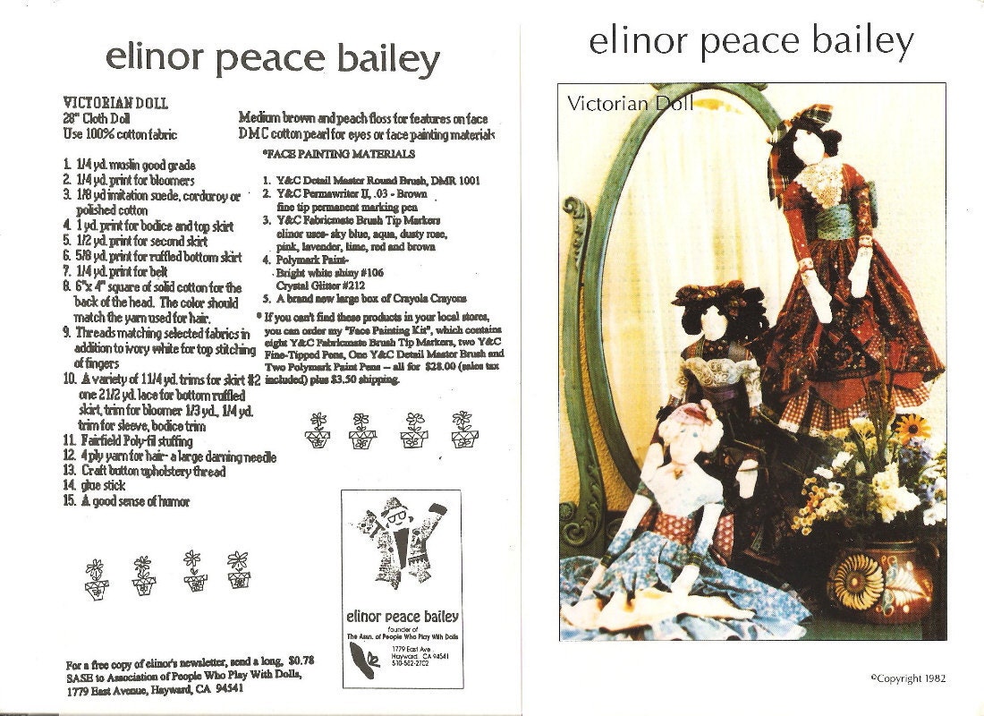 DOLL PATTERN - "Victorian Doll" by Elinor Peace Bailey
