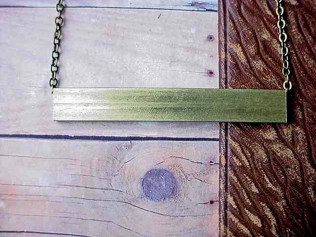 Industrial Beam Pendant Brass Rectangular Tube Geometric Necklace Unisex