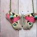 Moth Pendant Pastel Butterfly Giant Moth Necklace Turquoise, Pink Yellow Gift Box