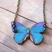 Blue and Purple Butterfly Pendant Moth Necklace