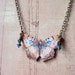 Butterfly Necklace in Peach, Apricot, Cornflower Blue Moth Pendant Gift Box