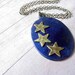 Celestial Pendant Midnight Blue Sky Hammered Gold Stars Patina Brass Necklace Gift Box