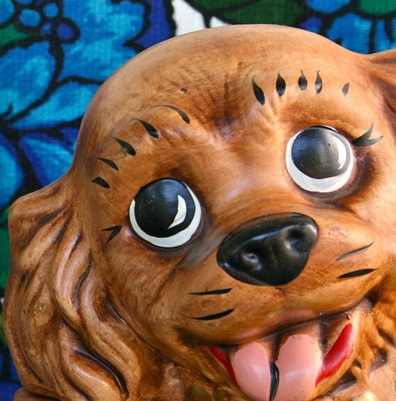 Dog Cookie Jar Vintage Ceramic Collectible by MellowMermaid