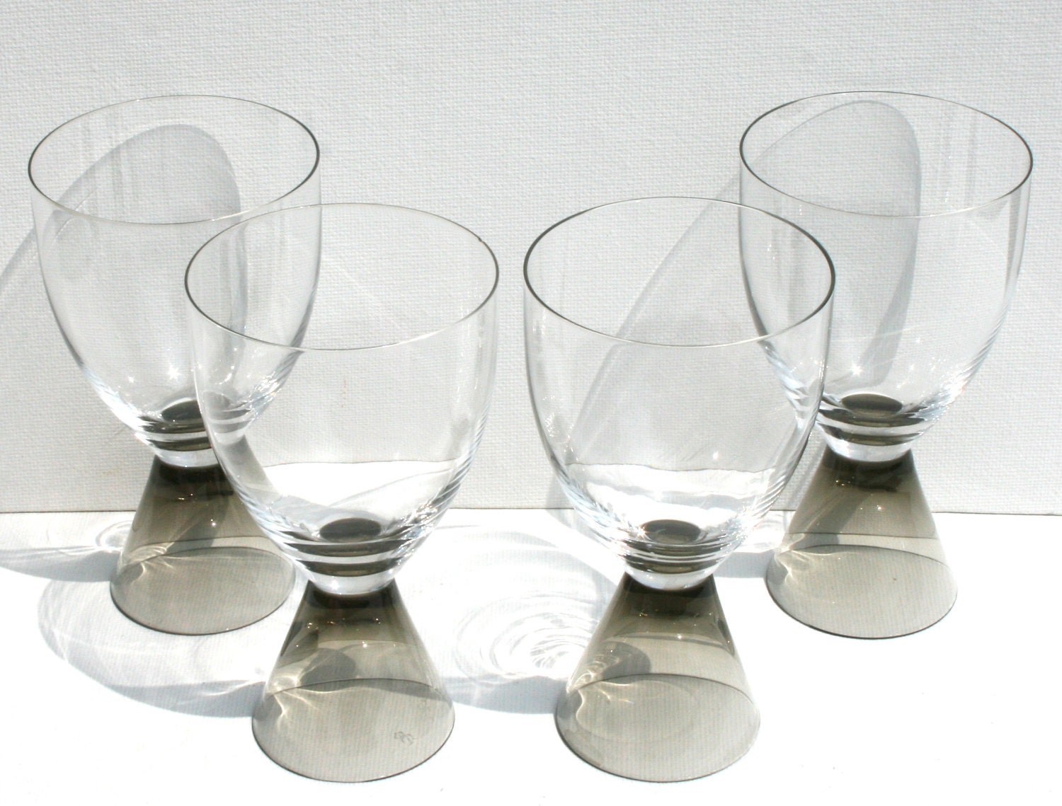 Vintage Rosenthal Fortuna Crystal Smoke Glass Mod Stemware - Retro Art Glass Bar Ware - Marked