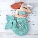 Mermaid Wall Sculpture - Aqua Sea Siren with Auburn Hair