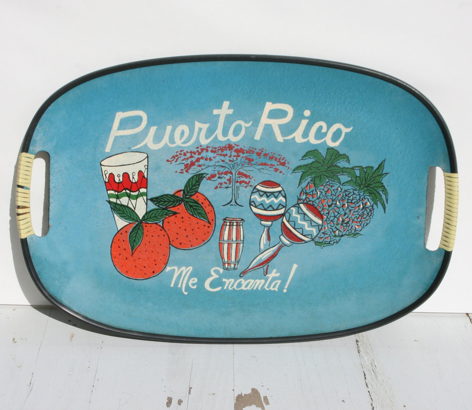 Vintage Souvenir Serving Tray - Mid Century - Puerto Rico - Me Encante