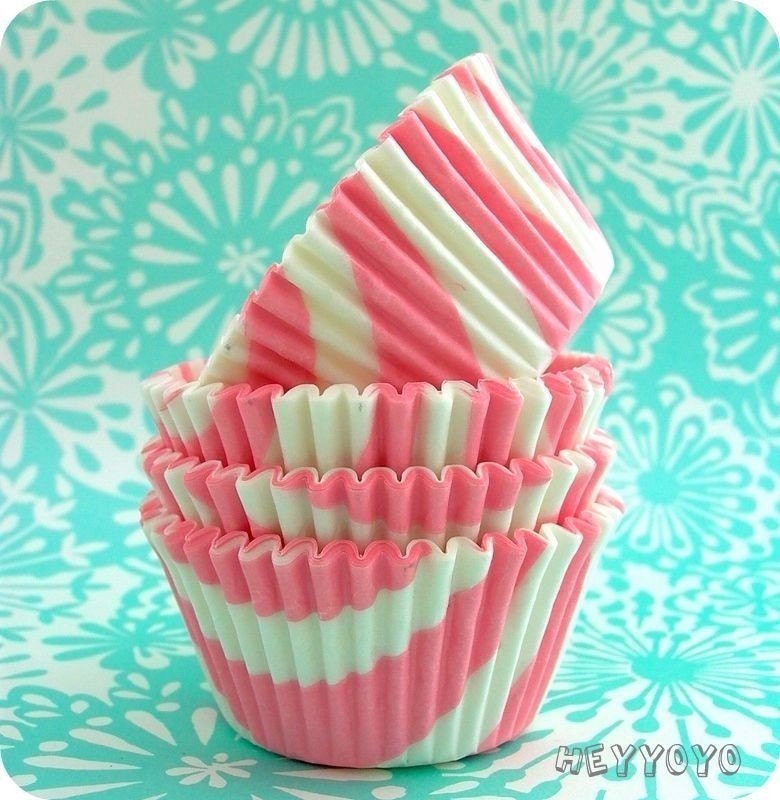 72 Pink Zebra Cupcake Liners - Vintage Inspired