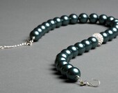 Teal Swarovski Tahitian Pearl Necklace with Crystal and Sterling Silver - Archipelago