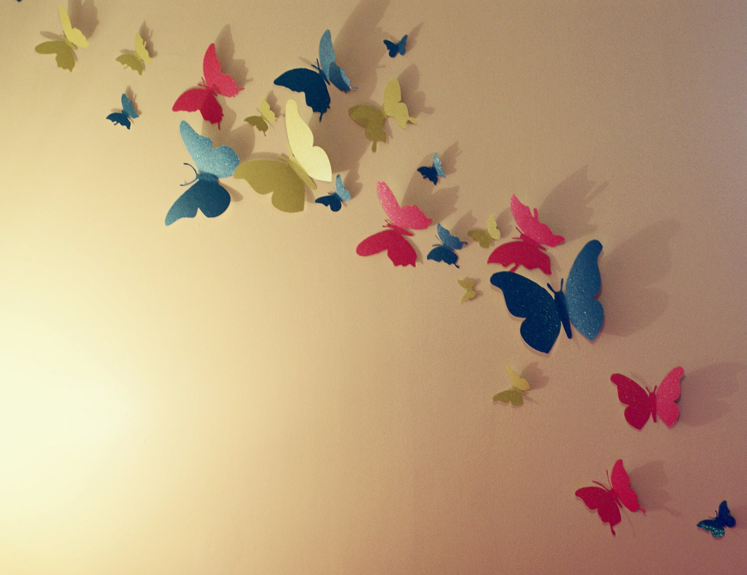 45 GLITTER 3D Butterfly Wall Art Circle Burst