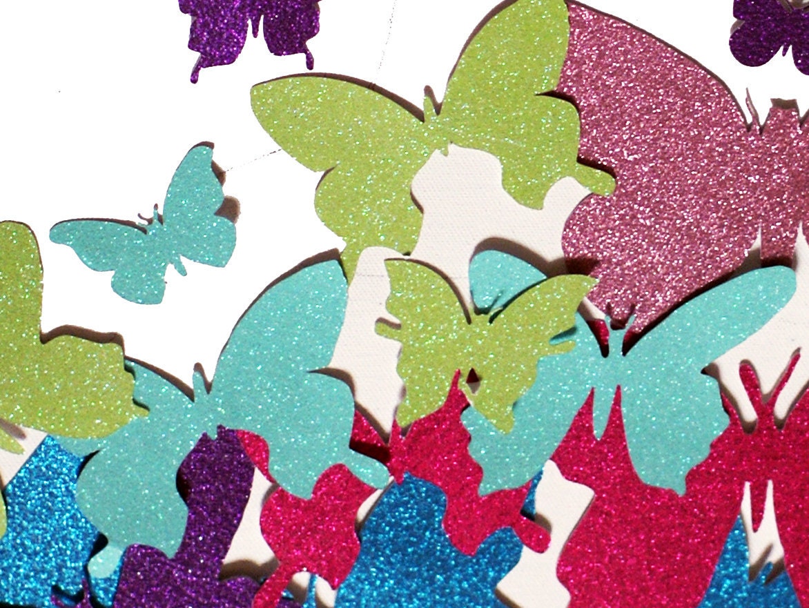 30 GLITTER 3D Butterfly Wall Art Circle Burst